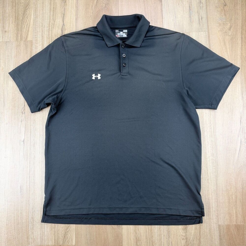 Under Armour Men's XL Heat Gear Loose Polo Blue Striped Design Golf Shirt